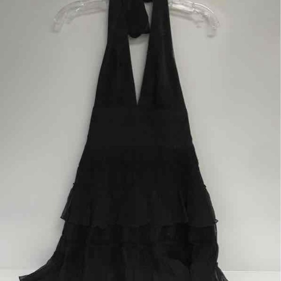 BCBG MAXAZRIA HALTER LACE FEATHER HEM TIERED DRESS SZ 2 - Picture 5 of 5